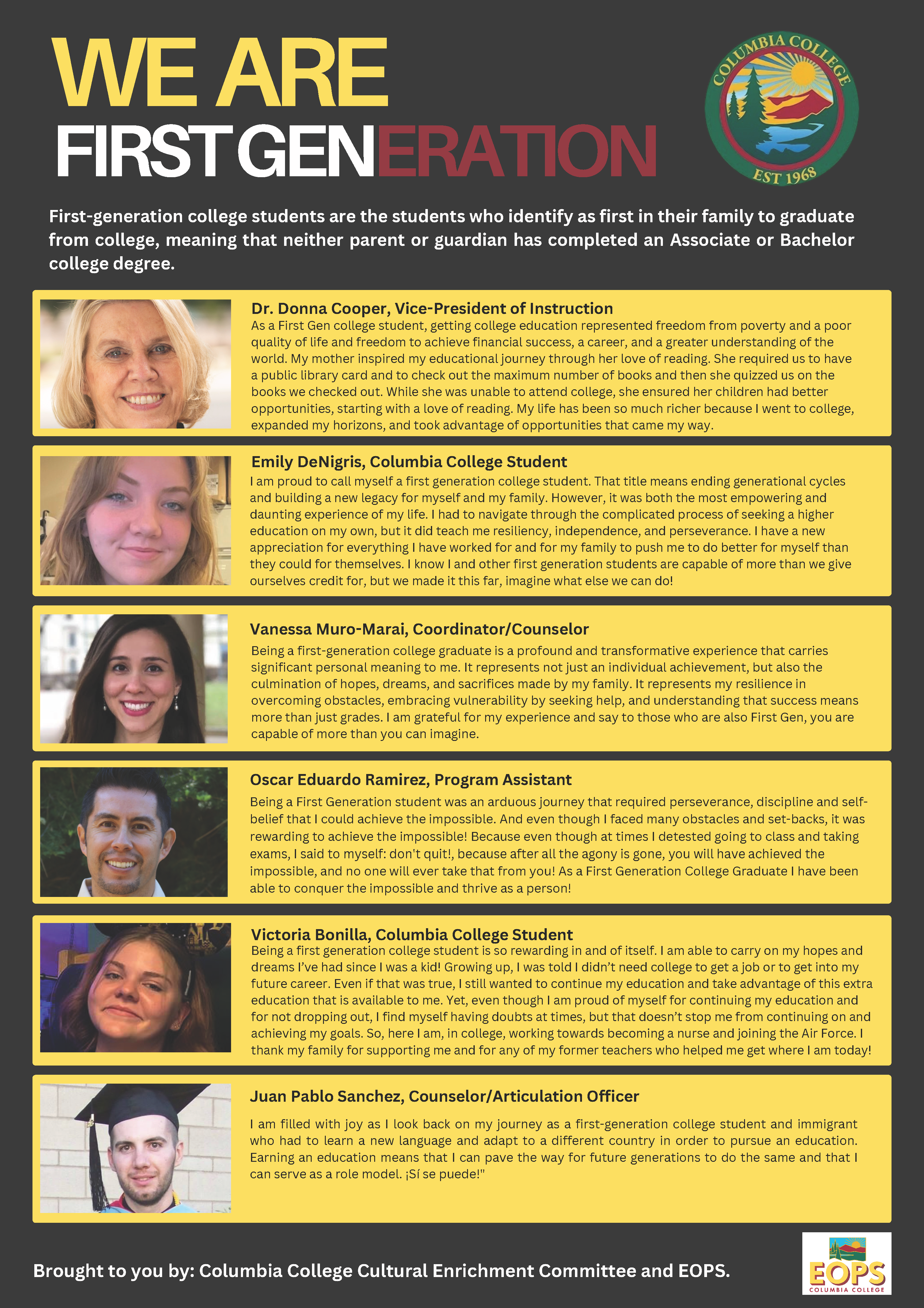 We Are First Generation Students Poster