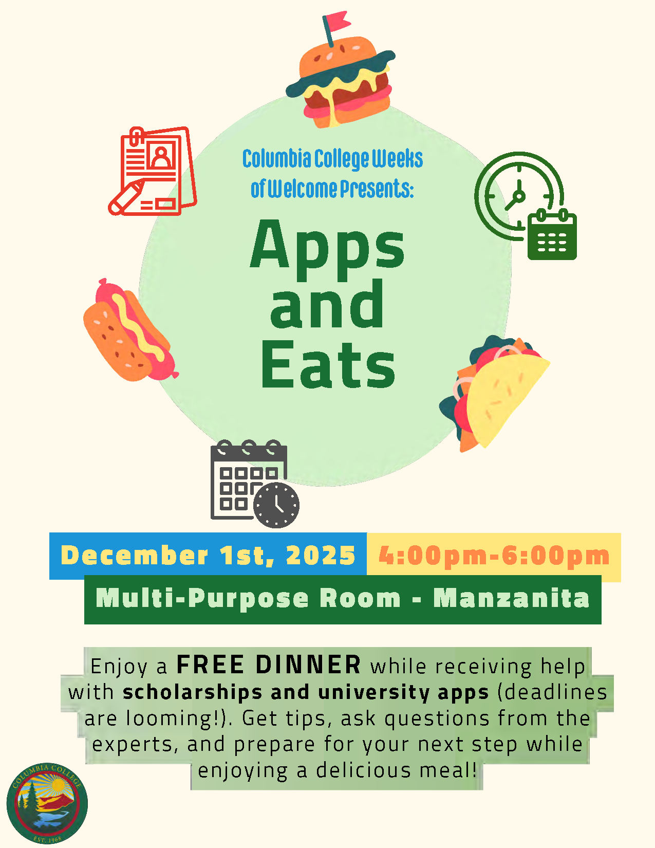 Apps and Eats Event Flyer