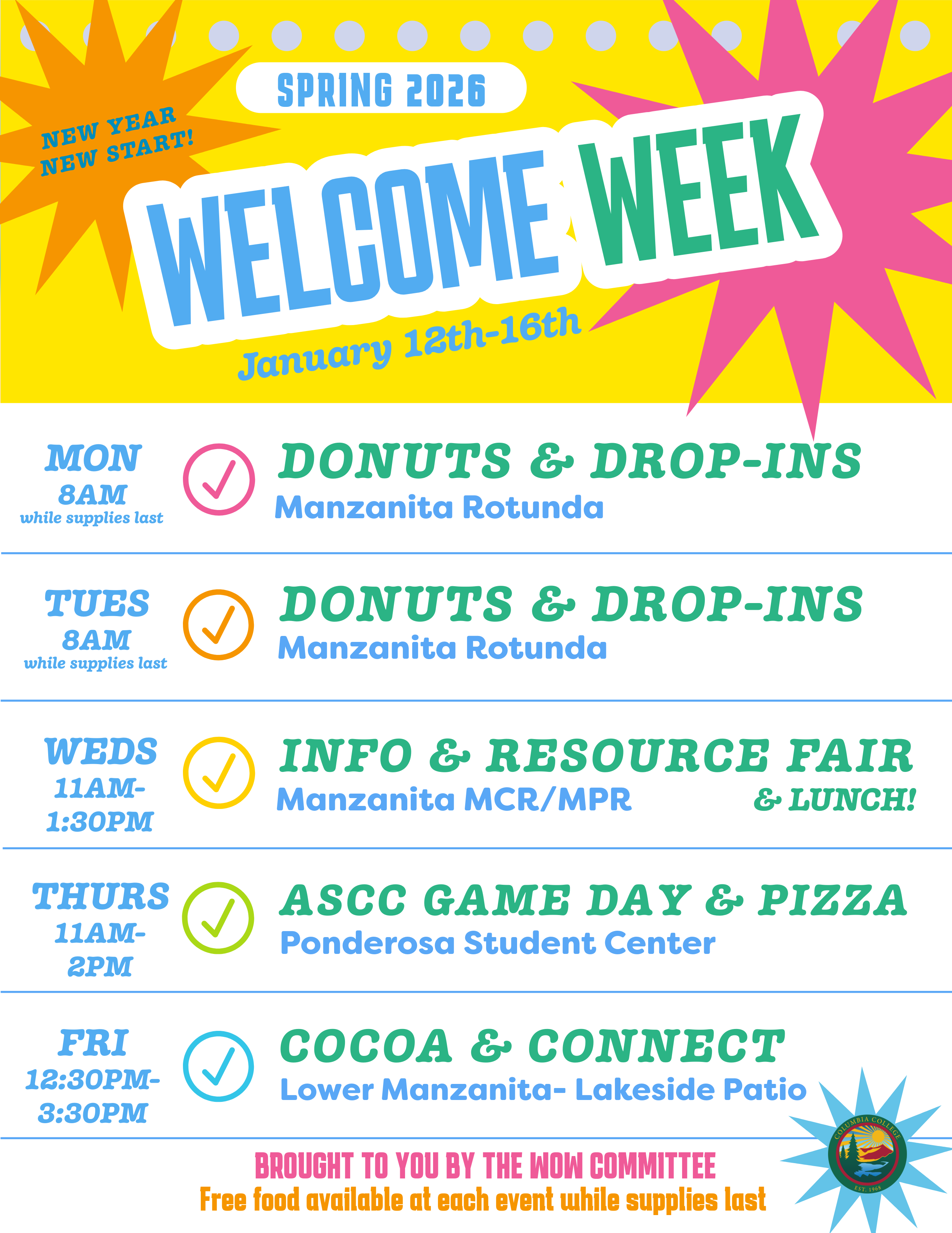 Welcome Week Spring 2026 Flyer