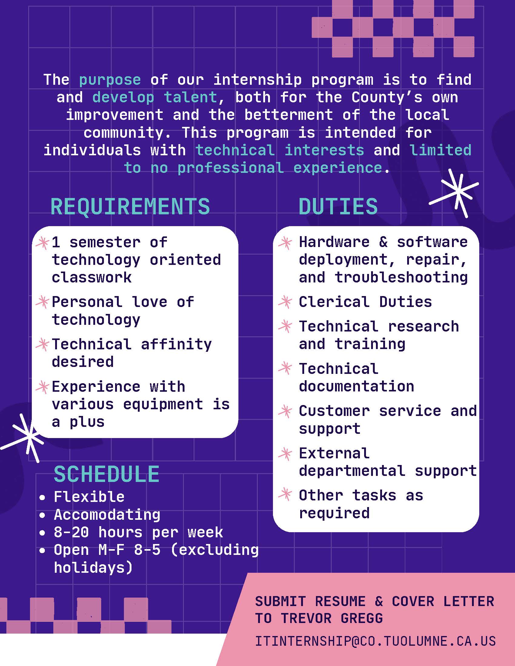 Tuolumne County IT Internship Flyer Summer 2026