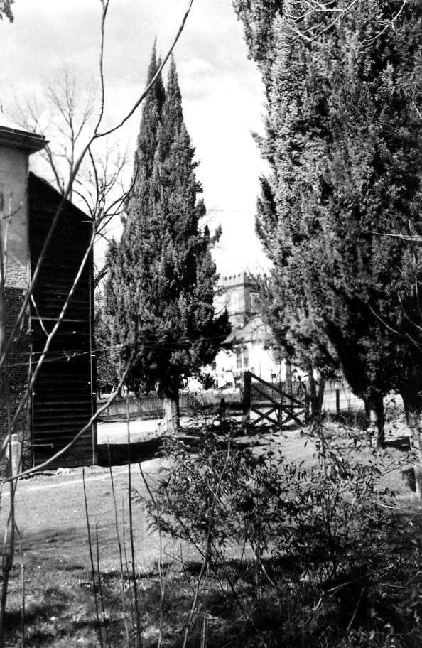 black and white town photo