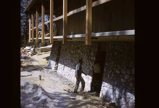 Buckeye Building construction rock wall siding at base of building
