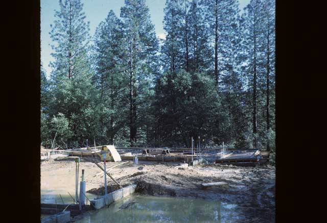 Foundation with water in front