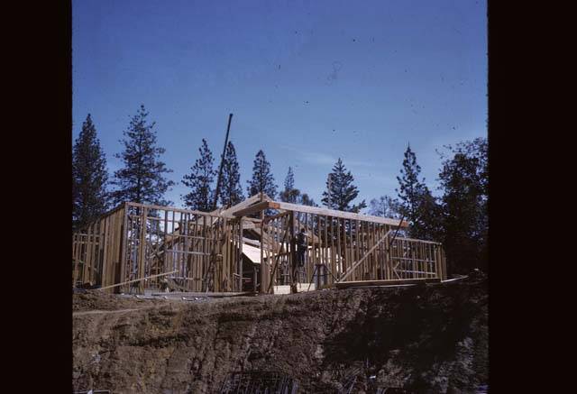 looking up at the construction of the studs