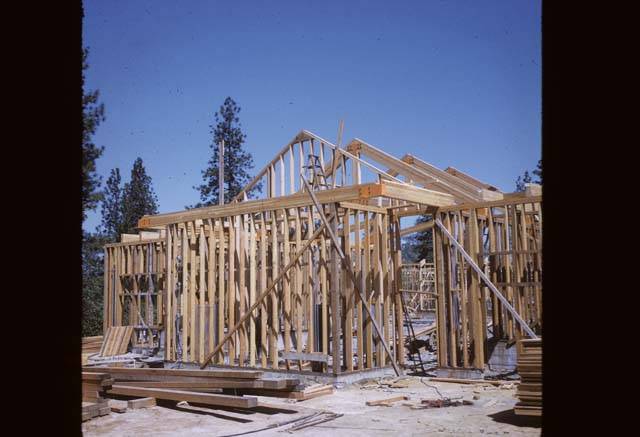 side of Cedar Building stud construction