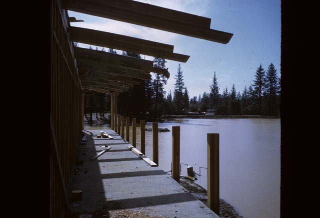 walkway construction with lake view