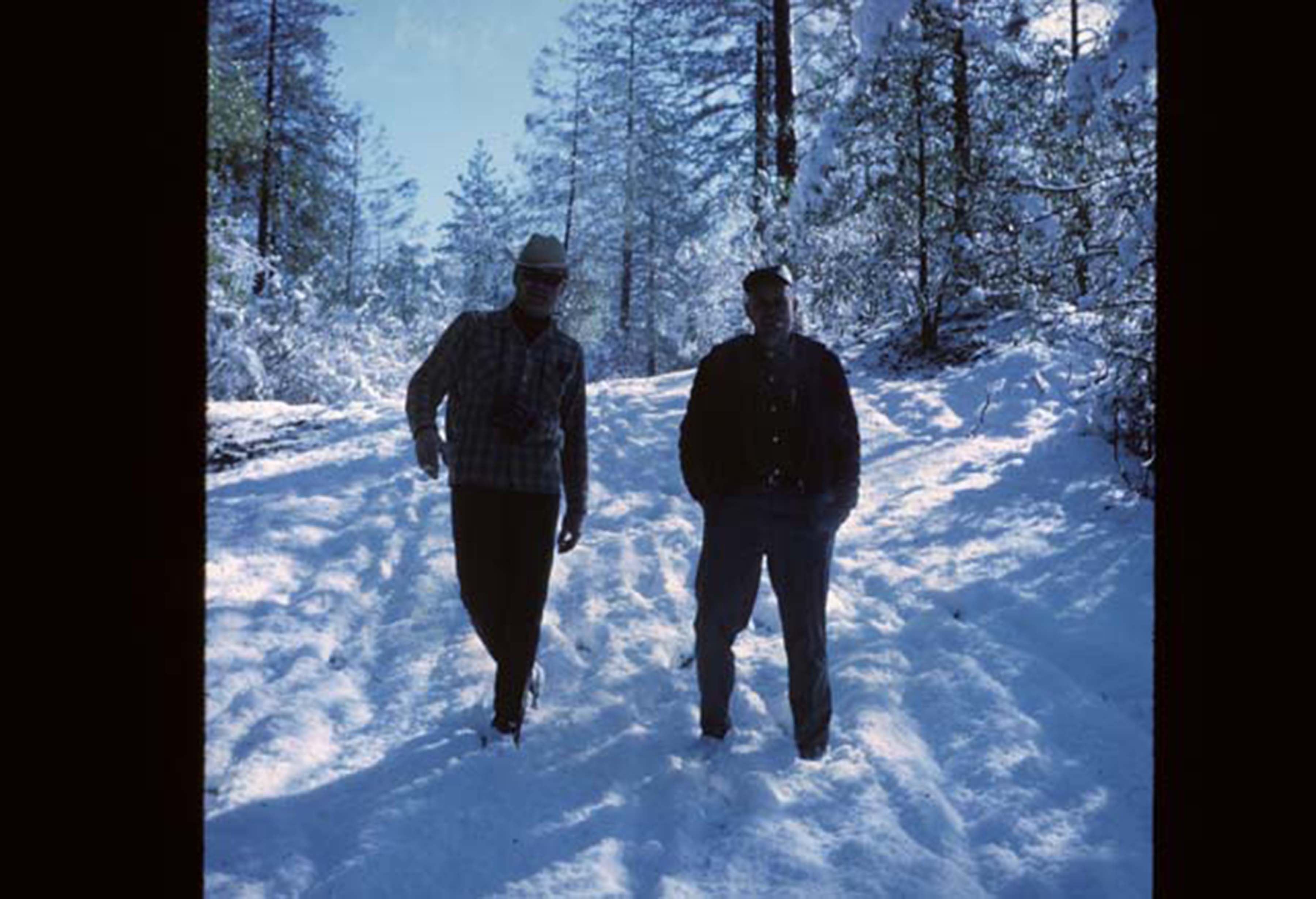 people walking on snowy pathway