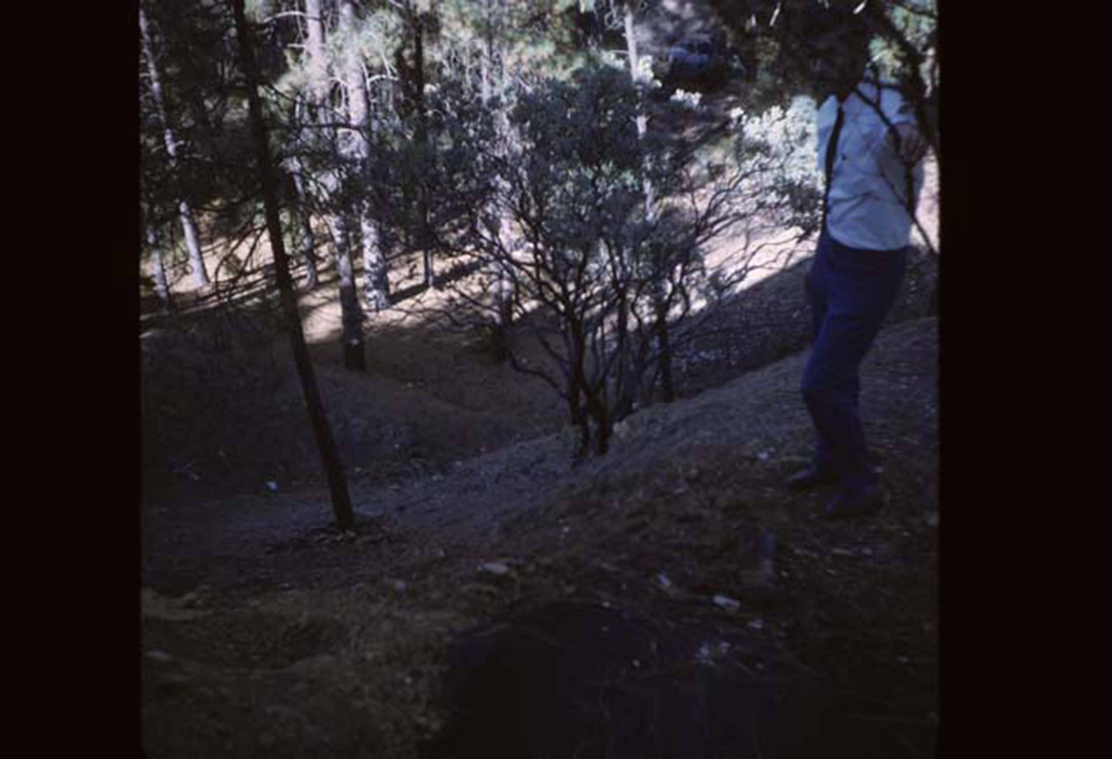 person walking downhill