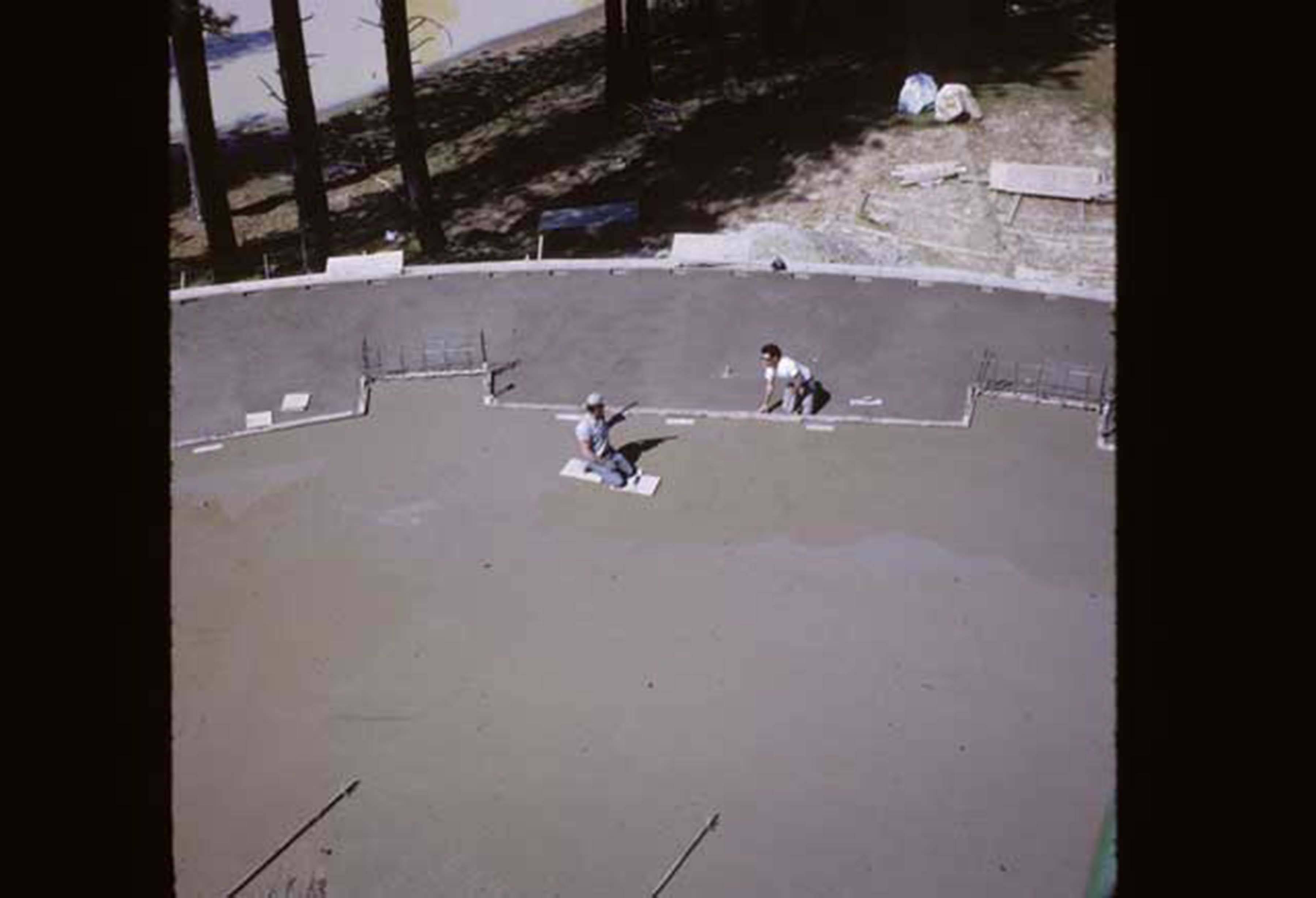 Top down view of concrete being poured