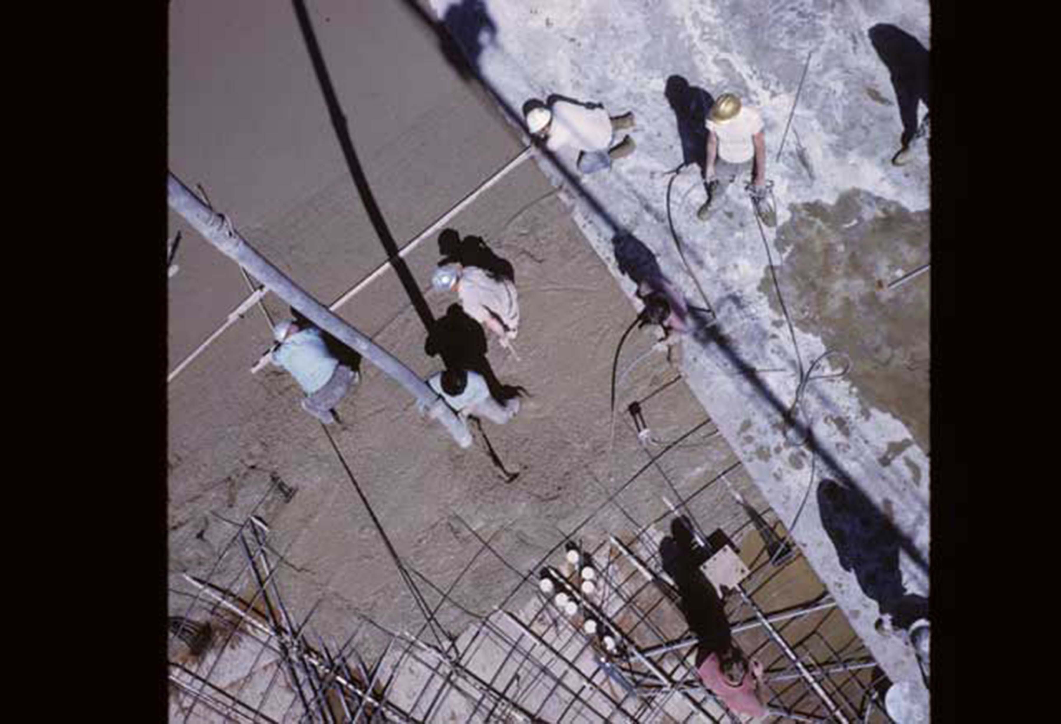 top down view of construction workers